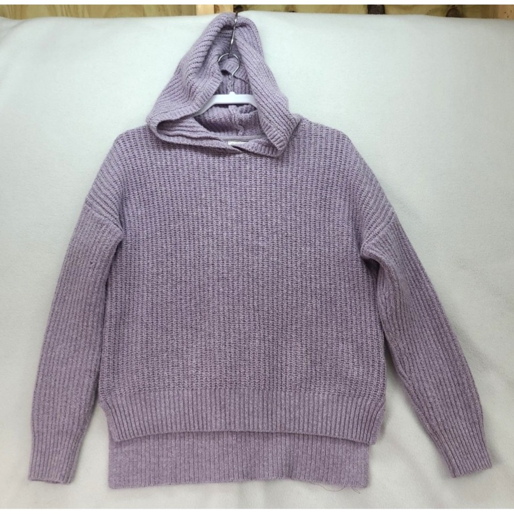 Rachel Zoe Womens M Lavendar Hooded Pullover Sweater Hi Lo Winter‎ Cozy Ski